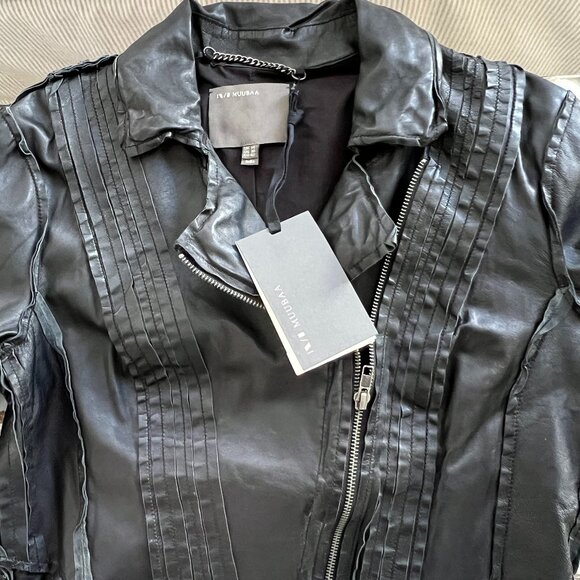 NWT black leather MUUBAA jacket size US10 UK14 EU42 - Picture 3 of 15
